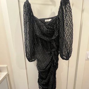 ASTR Black Long Sleeve Polka Dot Dress